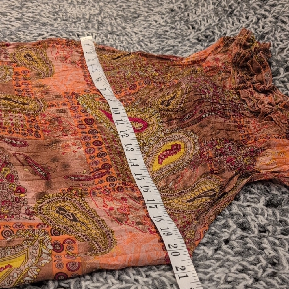 Paisley Ruffle Blouse - Pink and Brown - Picture 6 of 7